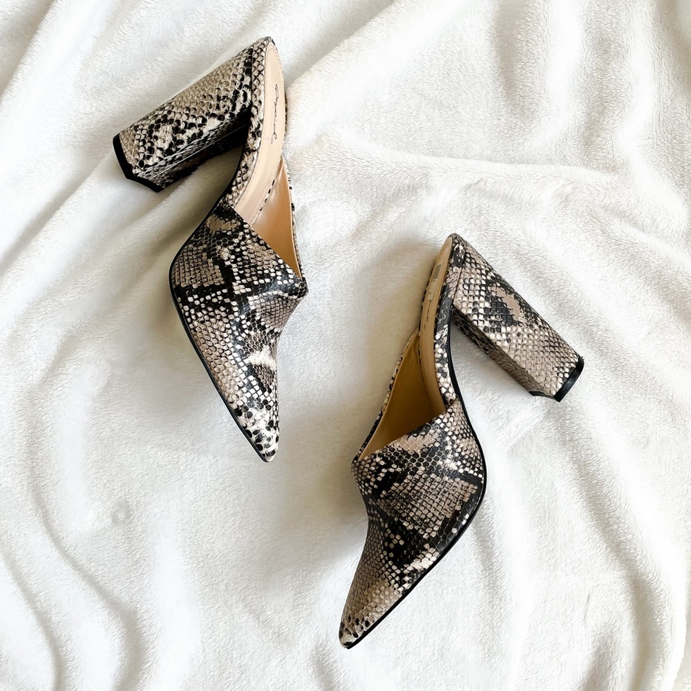 Qupid printed mule - Snakeskin print chunky mule heel
